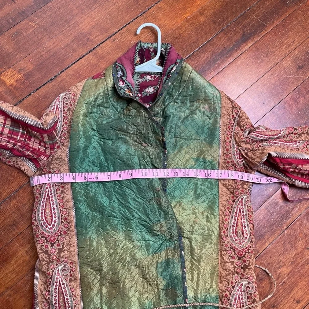 Vintage 1970s Quilted Robe Bohemian Patchwork - Picture 10 of 12